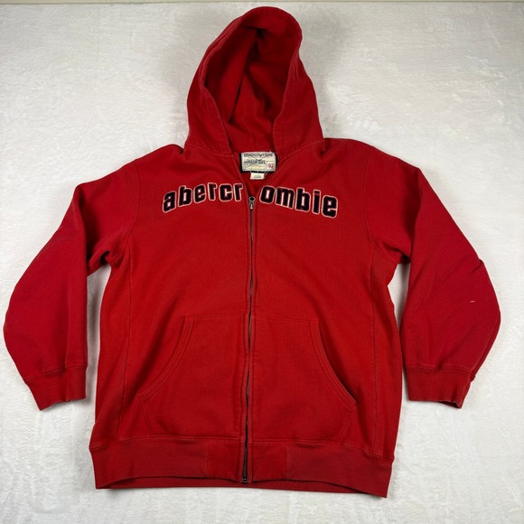 Vintage Abercrombie & Fitch Full Zip Hoodie Red Mens XL Y2K Logo - Picture 1 of 7